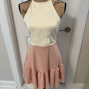 Three Floor Cream and Pink A-Line Dress nwot, 6